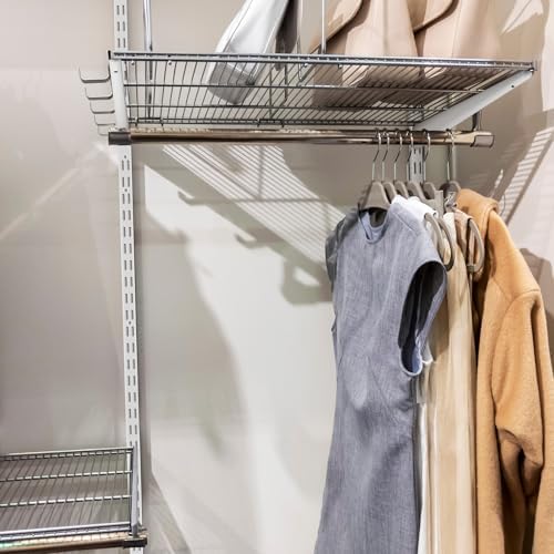 Colingmill 8 Pcs White Twin Rail Upright Wall Shelving System 25 Inch with Ad...