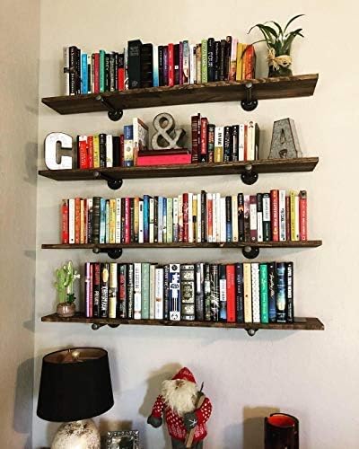 Industrial Black Iron Pipe Shelf Brackets 10 Inch Clothing Rack Set of 6,Heav...
