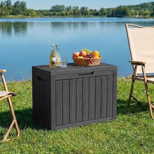 PatioZen 60 Gallon Outdoor Storage Box, Waterproof Patio Deck Box, Black