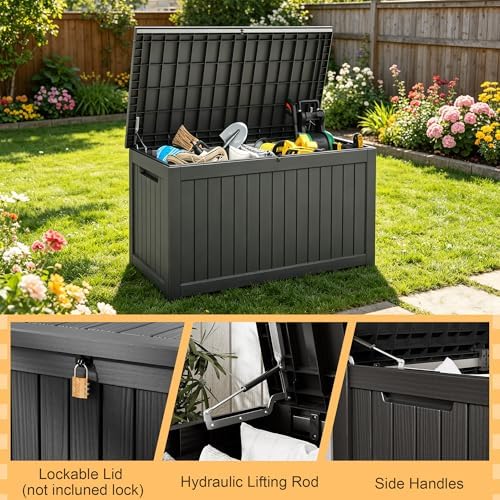 Outdoor Storage Box, Resin Deck Boxes Indoor and outdoor, Waterproof Storage ...