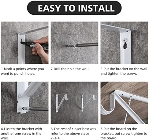 Closet Rod Brackets 11x9.5in, 10 Pack Closet Shelf Brackets, White