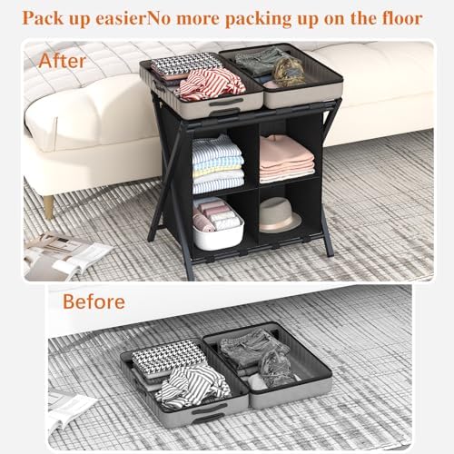 aboxoo Luggage Rack with storage, Guest Room Folding Suitcase Stands, Holds u...