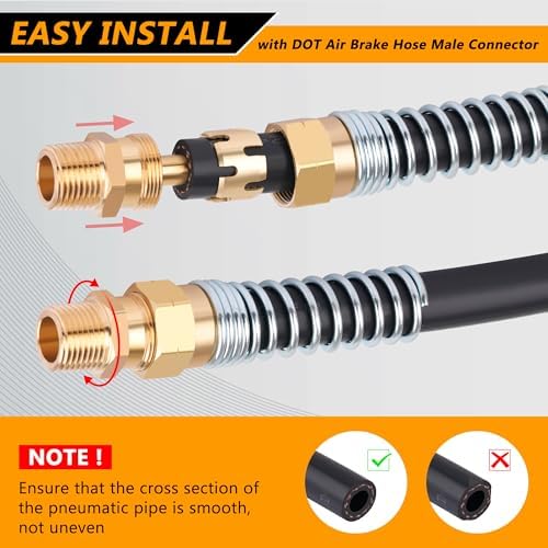 16PCS Brass DOT Air Brake Hose End Fitting, 1/2”Hose x 3/8” Male Connector