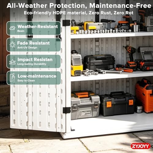 ZYJOYY Outdoor Storage Cabinet with 4 Shelves, 31.5" x 23.23" x 66....