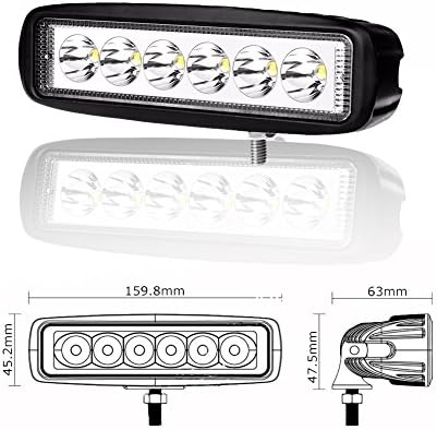 Willpower 10 Pieces 6 inch 18W LED Work Light Bar Spot Beam Driving Lights fo...