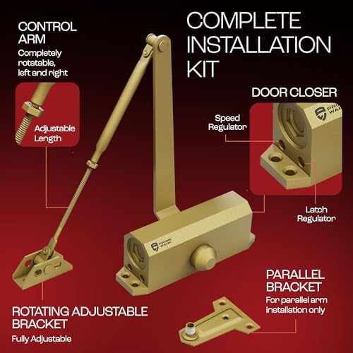 PrimeWare DC-300 Adjustable Automatic Door Closers for Home | Soft Close, No ...