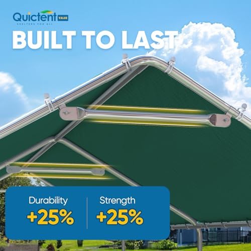 Quictent 10x20 ft Heavy Duty Carport Canopy Galvanized Car Tent Outdoor Garag...