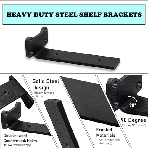 Floating Shelf Brackets Heavy Duty Industrial L Shelf Bracket - 5mm Thick Pre...