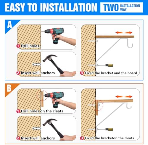 Pisman Heavy Duty Adjustable Closet Rod Bracket 4-Pack
