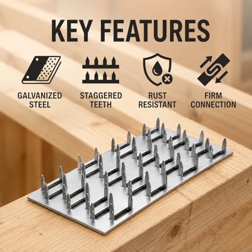 100 Pcs Truss Plates 2x4 Inch, Pronged Galvanized Steel Mending Plates