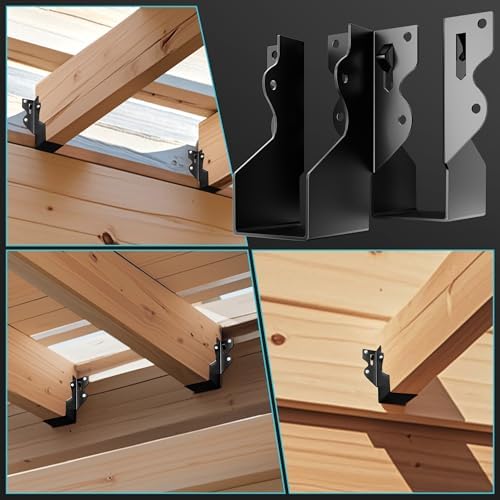 50 Pcs 2x4 Joist Hangers Black,18 Gauge Face Mount Joist Hangers 2x4 Deck, Ra...