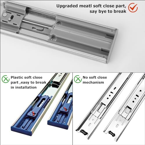 LONTAN 6 Pairs 16 Inch Soft Close Drawer Slides Heavy Duty 100lb Capacity