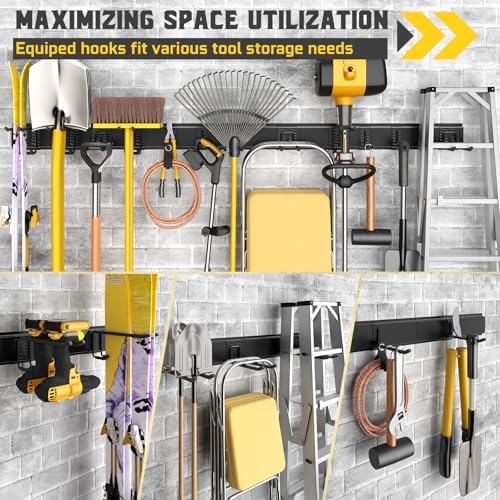 64" Garage Wall Tool Organizer, 900 Lbs Heavy Duty Steel Garden Tool Sto...
