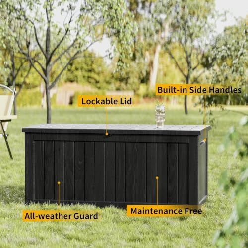 Outdoor Storage Box 275GAL Waterproof Resin Deck Box,Pool Accessories Supplie...