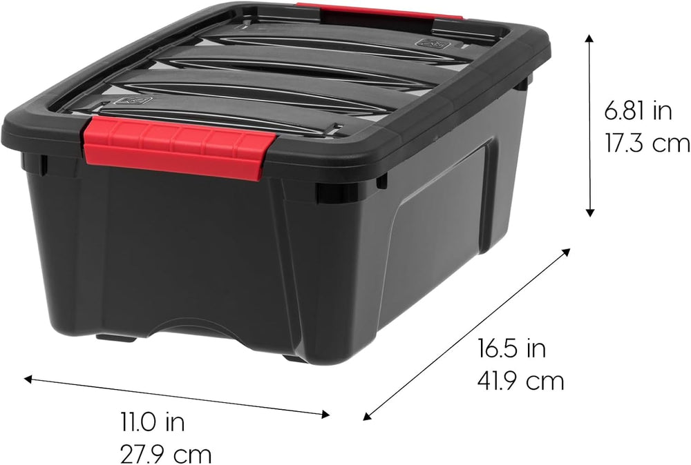 IRIS USA 6-Pack 13 Quart Storage Bins with Lids, Black
