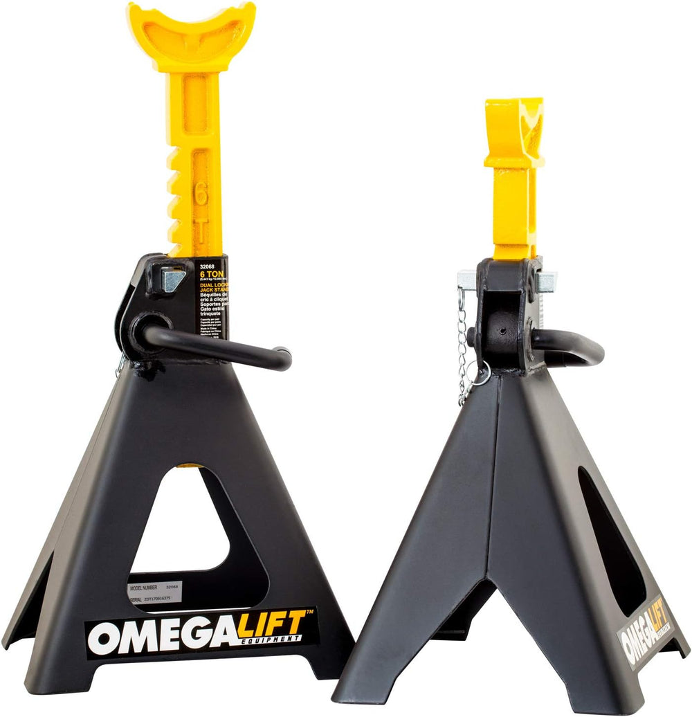 32068 Heavy Duty Jack Stands 6 Ton Pair - Double Locking Pins - Handle Lock a...
