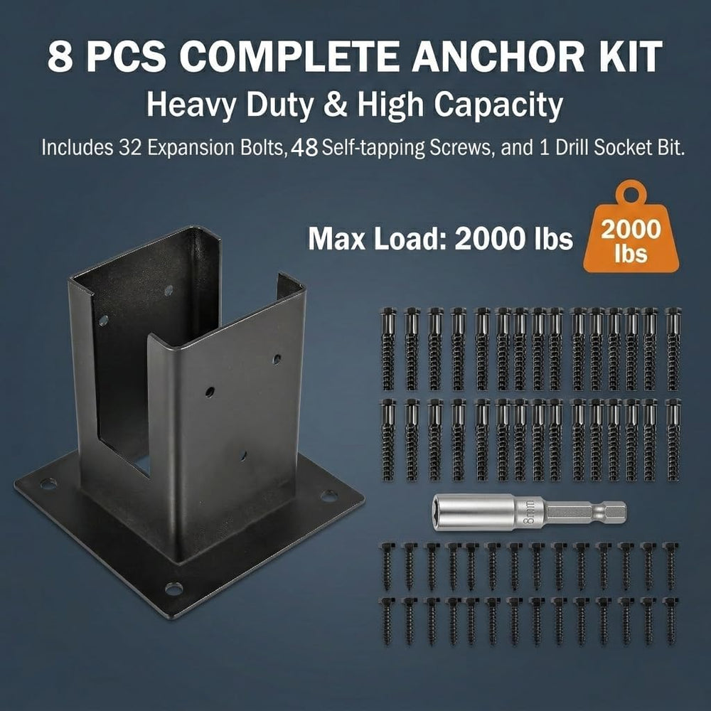 4×4 Post Base 8Pcs,Inner Size 3.58"x3.58" Post Brackets, Heavy Duty...