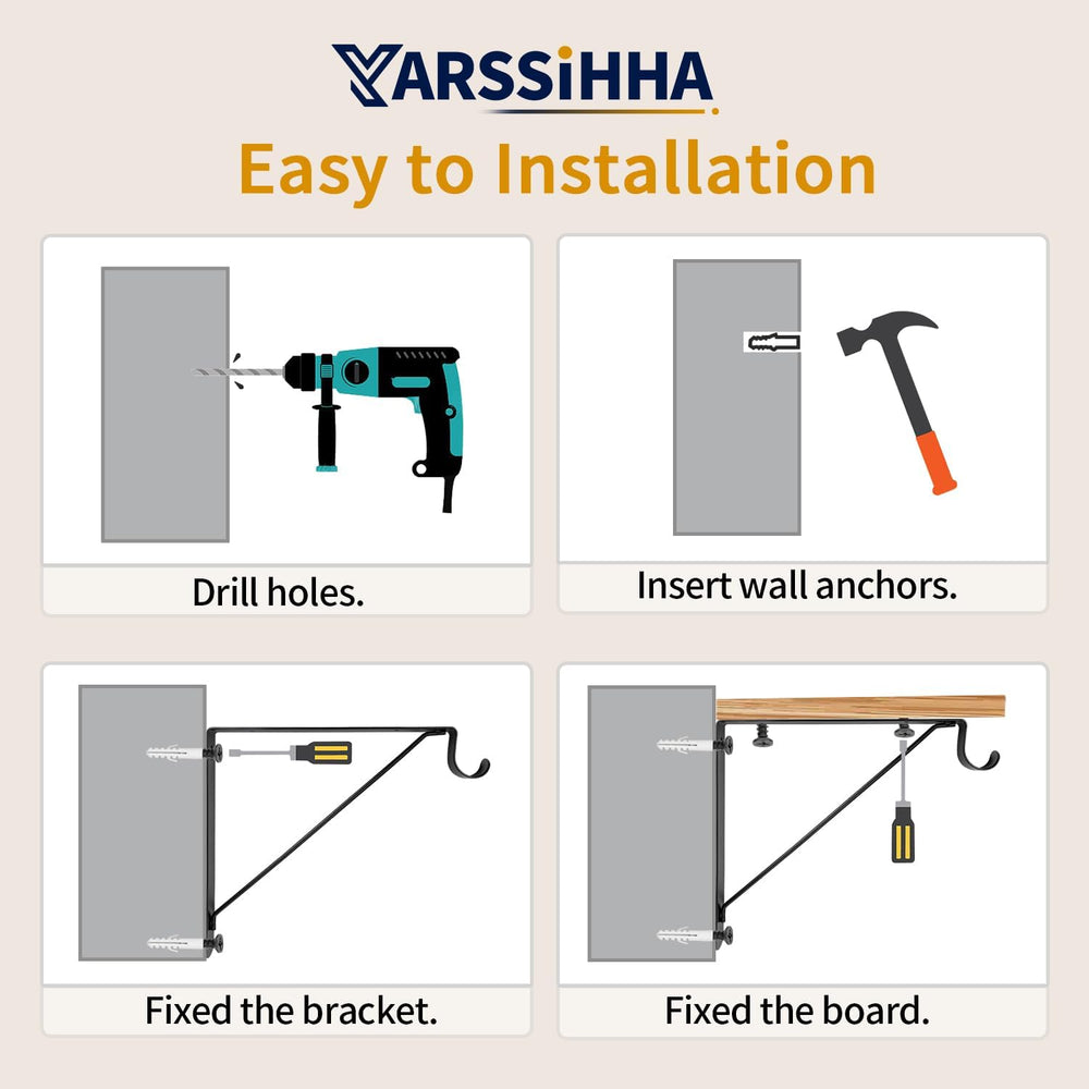Yarssihha 6 Pack Closet Rod Bracket, 12 x 10.4 Inch Wall Mounted Closet Shelf...