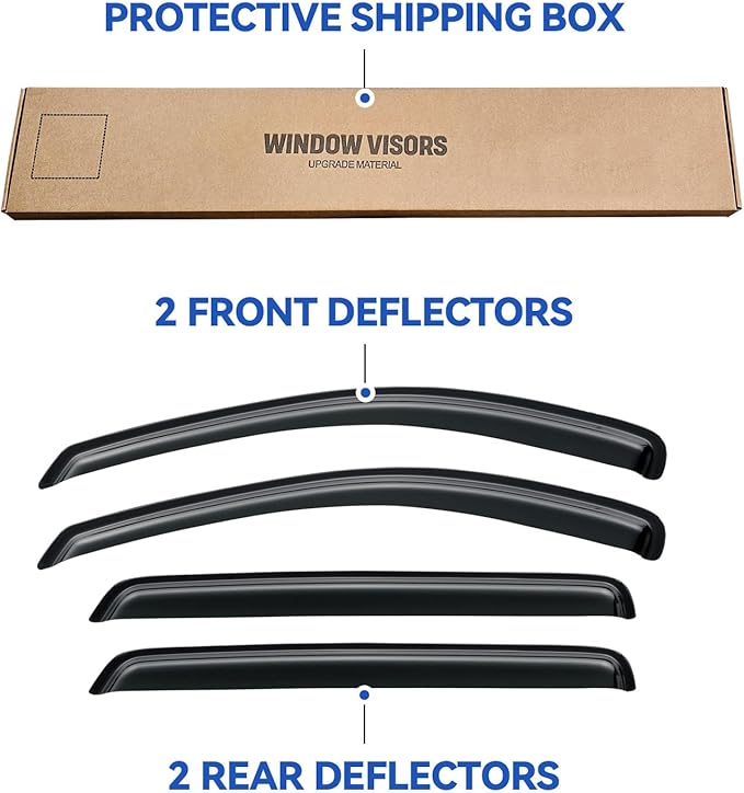 Window Visors Rain Guards for 2007-2012 Hyundai Santa Fe, Out-Channel Window