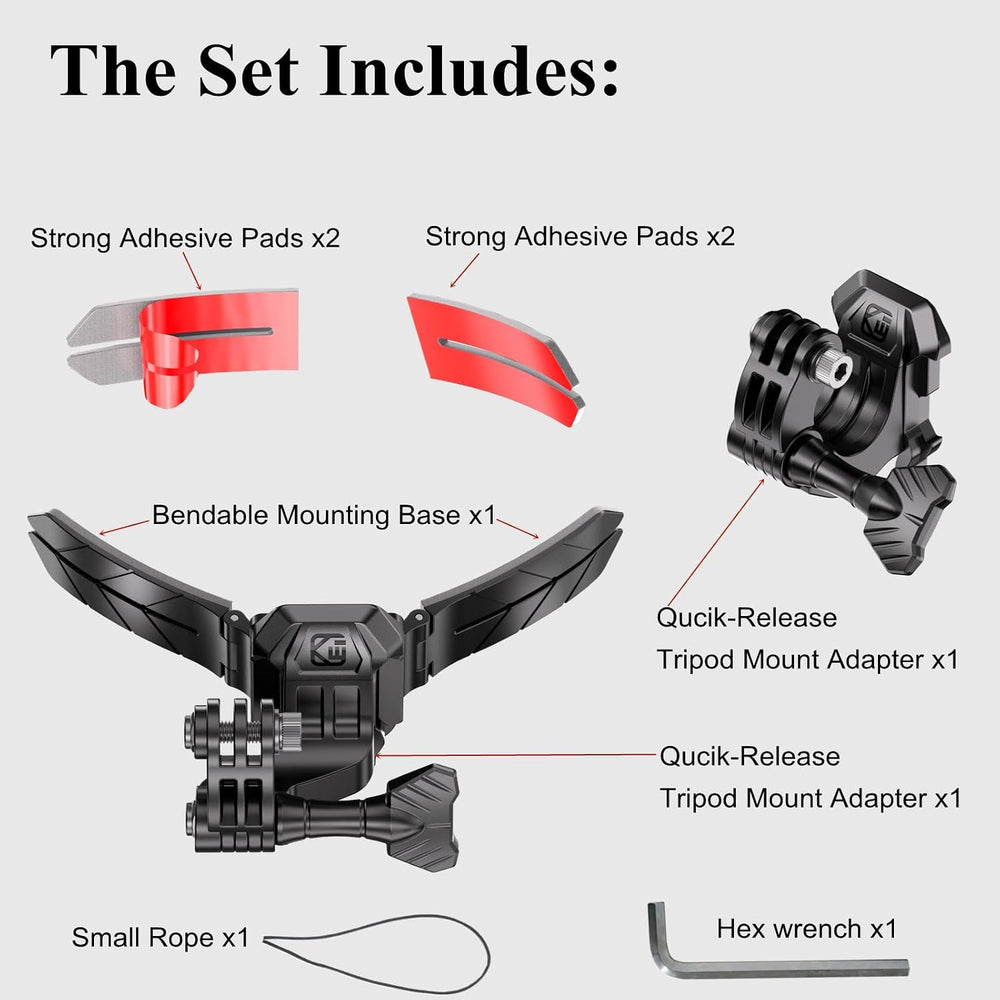 Kewig Universal Motorcycle Helmet Chin Camera Mount, Quick-Release Design