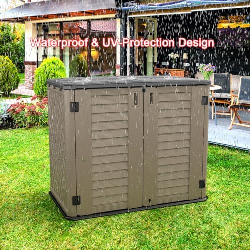 KINYING Outdoor Storage Shed - Horizontal Storage Cabinet Waterproof for Gard...