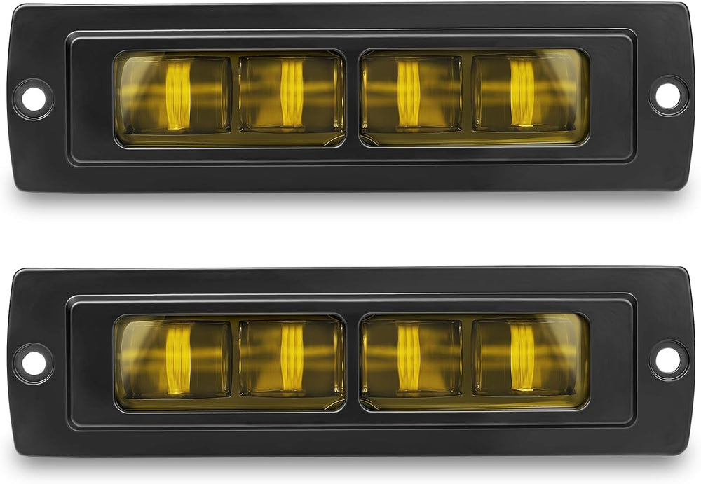 DERI 7 Inch Flush Mount LED Pods, 2PCS Amber 4000K Mount Bumper Fog Lights