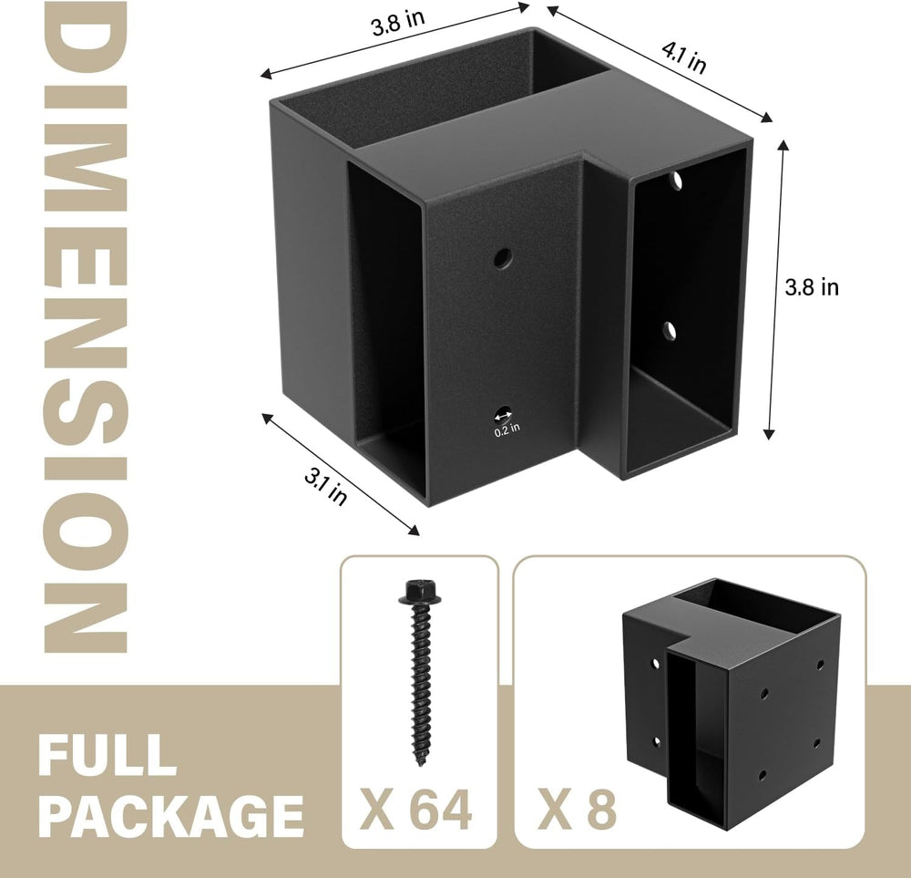 Set of 8 Heavy Duty Workbench Bracket Kit – 3-Way Right Angle Steel Corner Br...