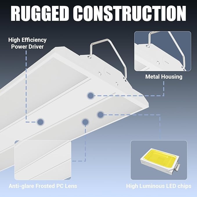 150W 2 Pack 2FT LED Linear High Bay Shop Light Fixture, Indoor Area Workshop