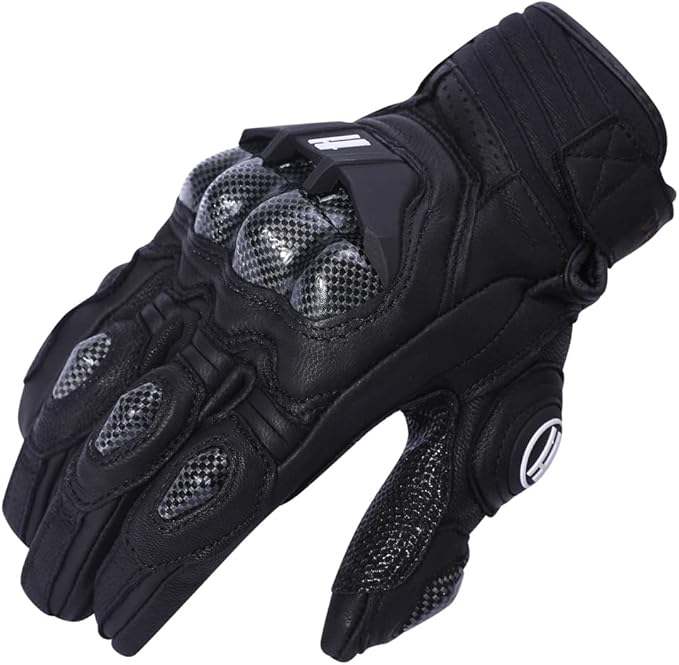Harssidanzar Breathable Leather Motorcycle Gloves Touchscreen