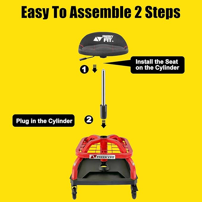Rolling Shop Stool with Wheels, Garage Work Mechanic Stool with Backrest