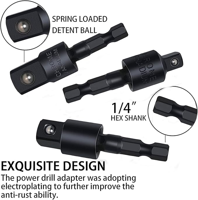 17Pcs Flexible Drill Bit Extension, Include 3Pcs Rotatable Socket Adapter 2Pcs