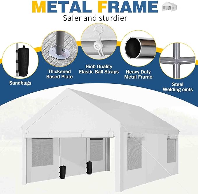 JAMFLY 12x20 ft Heavy Duty Carport