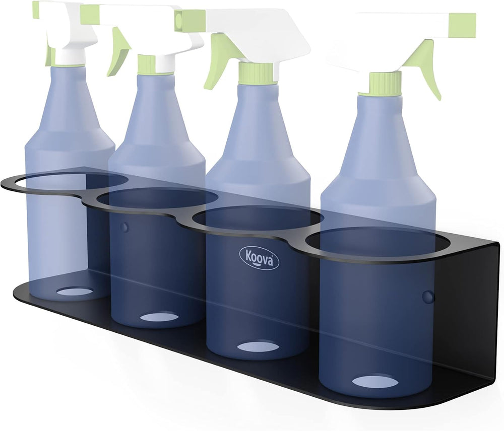 Koova 4 All-Purpose Spray Bottle Holder | Easy Install Wall Mount Hardware