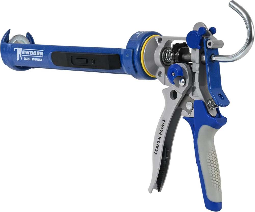 Newborn 360-DT Dual-Thrust Industrial Caulking Gun, 10 oz Cartridge, Adjustab...
