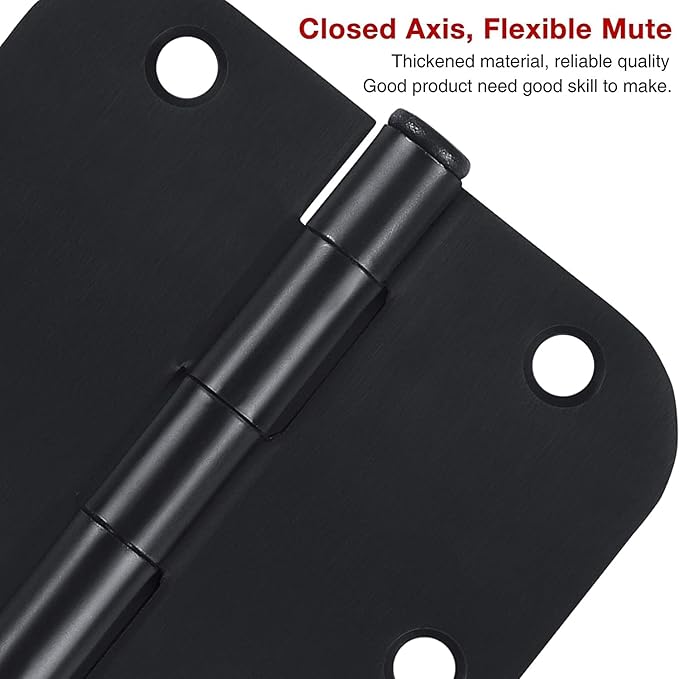 TDCHINGES 30 Pack Rounded Matte Black Door Hinges 3.5 Inch 5/8" Radius I...