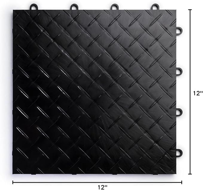 Big Floors RaceDeck Diamond Plate Design, Durable Interlocking Modular Garage...
