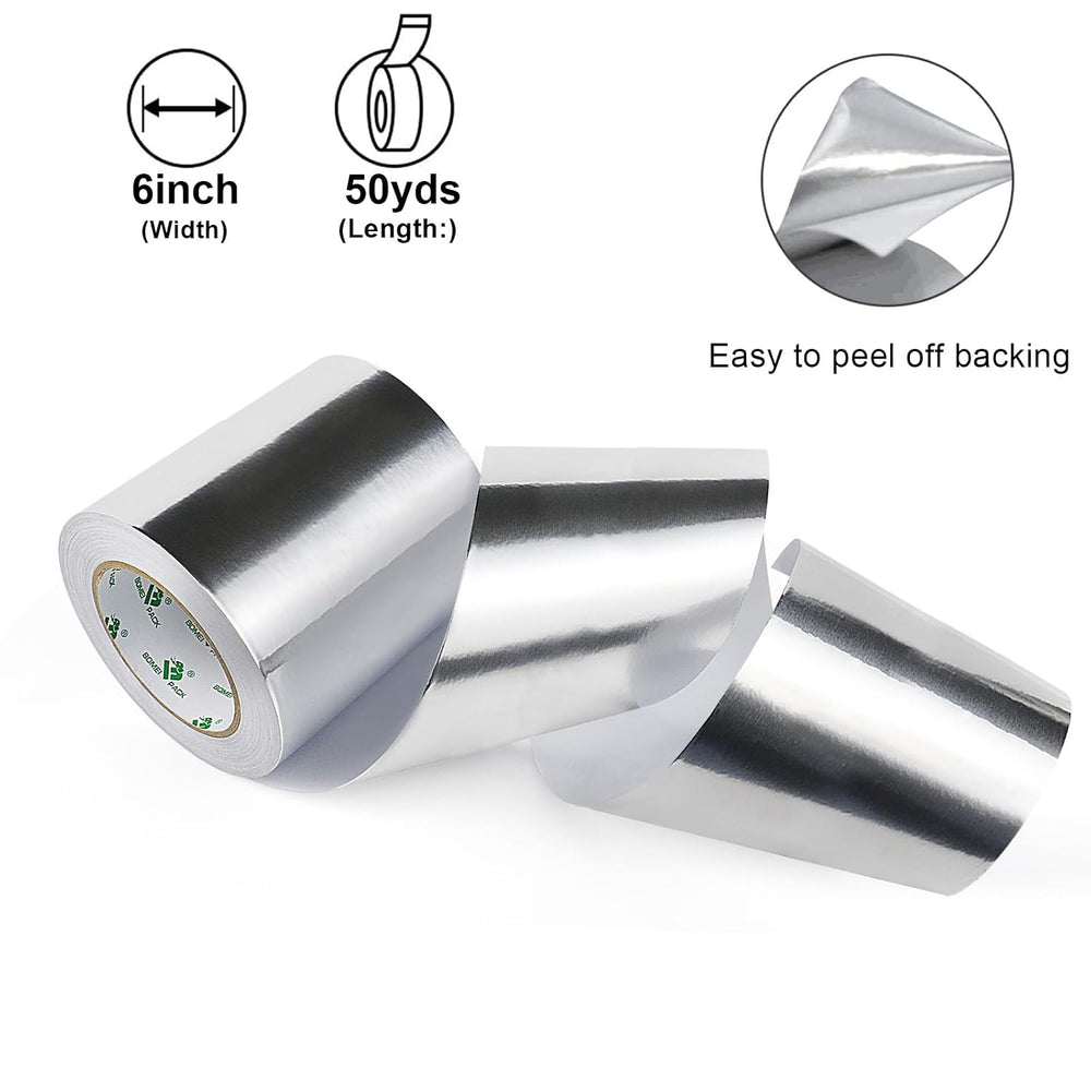 BOMEI PACK Aluminum Foil Tape, 6 Inch x 50 Yards Heavy Duty Metal Foil Tape, ...