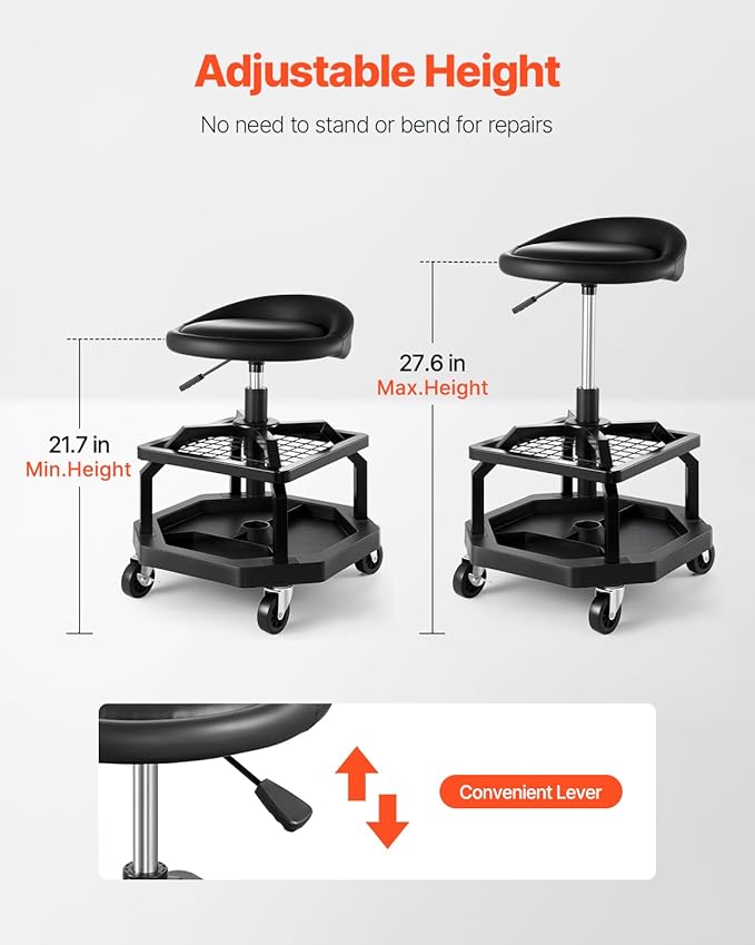 VEVOR Industrial Black Pneumatic Garage Seat/Work Stool