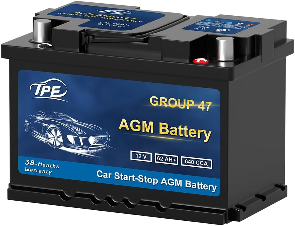 TPE AGM Battery BCI Group 47, Maintenance Free 12V 62Ah, H5 Size, Automotive