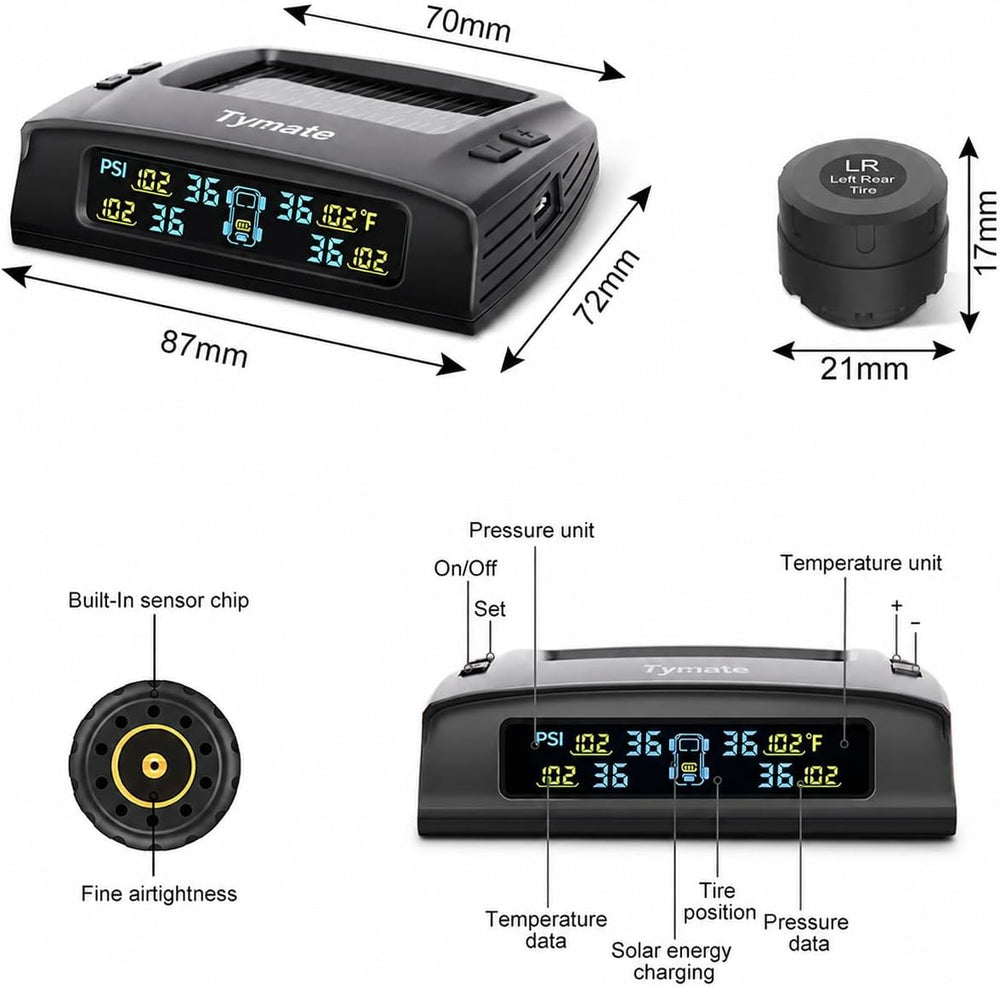 Tymate TM2 RV Tire Pressure Monitoring System, TPMS Set of 4 Sensors