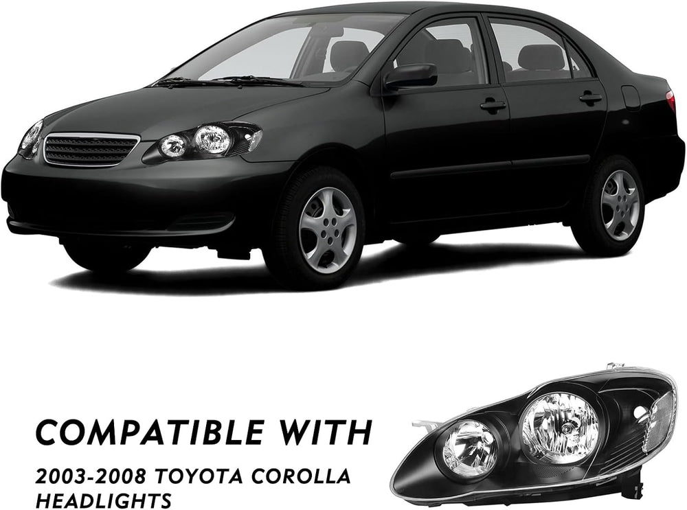 TUSDAR Headlight Assembly Replacement for Toyota Corolla 2003 2004 2005 2006 ...
