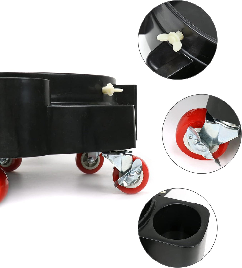 QWORK Bucket Dolly, Detailing Cart for 5 Gallon Car Wash Bucket, Rolling Buck...
