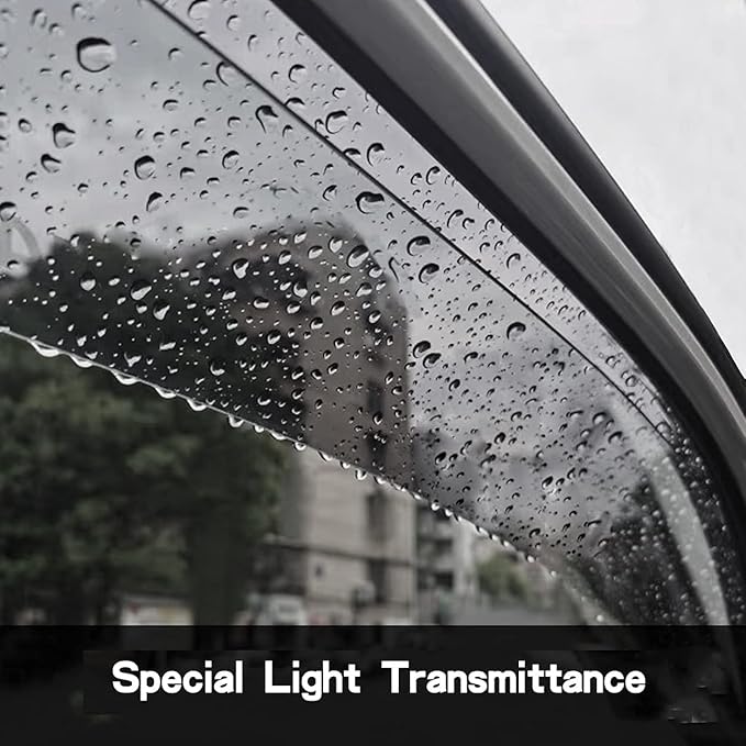 Side Window Deflector Visor Rain Guard, Outside Mount Tape-on Shatterproof Dark