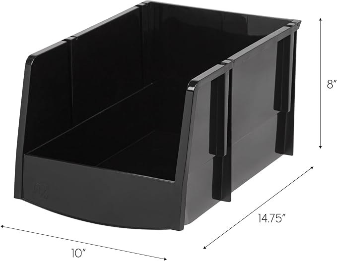 IRIS USA Stackable Storage Bins Open Front, 6 Pack, Plastic Hanging Organizer