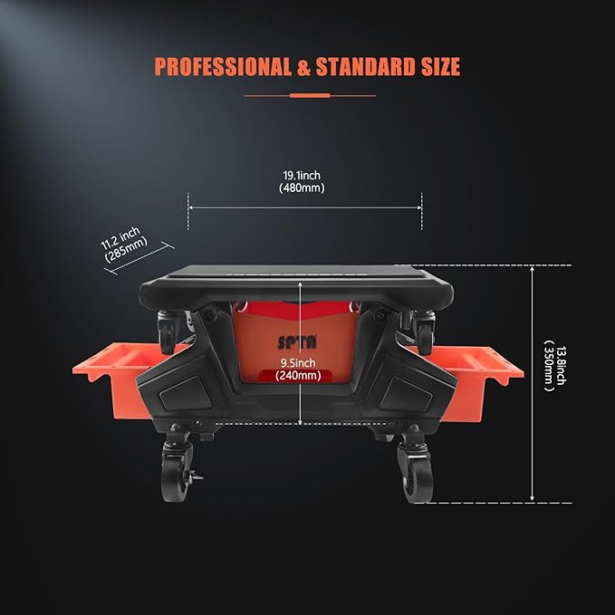 SPTA Automotive Mobile Rolling Mechanics Stool