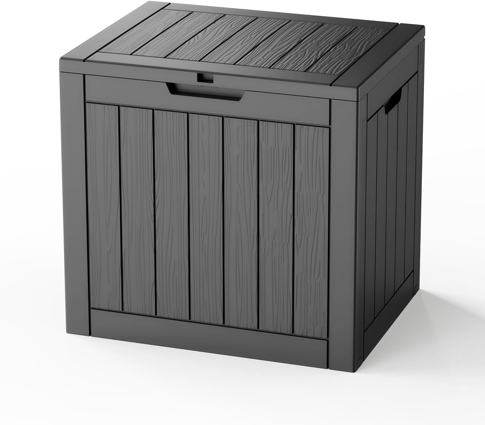 35 Gallon Lockable Outdoor Storage Box – Waterproof Resin Deck Box with Lid, ...