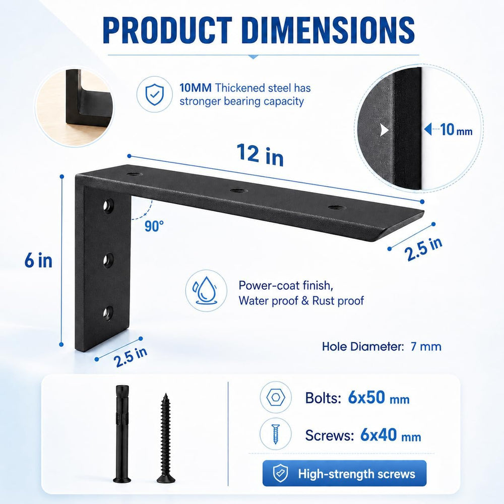 WINKER Countertop Support Bracket 3 Pack Heavy Duty 3/8" Thick Hidden L ...