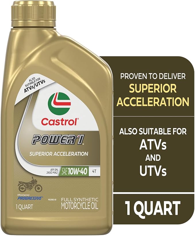 Castrol Power1 4T 10W-40 Full Synthetic Motorcycle Oil, 1 Quart (Pack of 6)