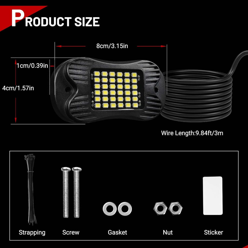 SHINIGHT 24 Pods White Rock Lights 6000K Pure White Super Bright Underglow Li...