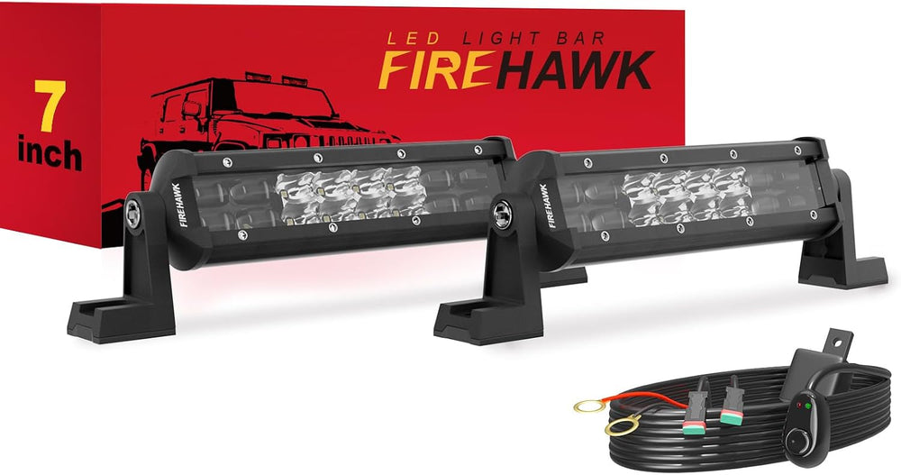 Firehawk LED Light Bar 7 Inch 40,000LM 2PCS, 2026 New Japanese Chips, Spot Fl...